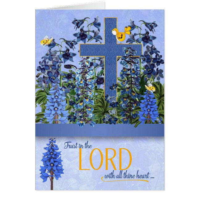 Religiösa Scripture Proverbs Blue Larkspur Garden Hälsningskort (Framsidan)