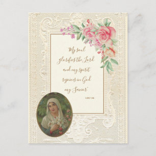 Religiösa Scripture Verse Virgin Mary Blommigt Vykort