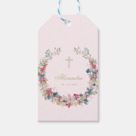 Religiösa Söt Fält Flowers Guld Färg Presentetikett