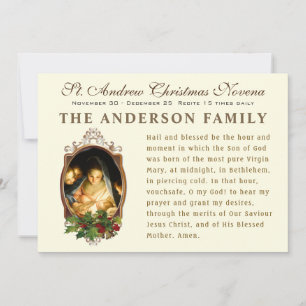 Religiösa St. Andrew jul Novena Prayer Card Kort
