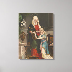 Religiösa St. Anne Blsed Virgin Mary Vintage Canvastryck