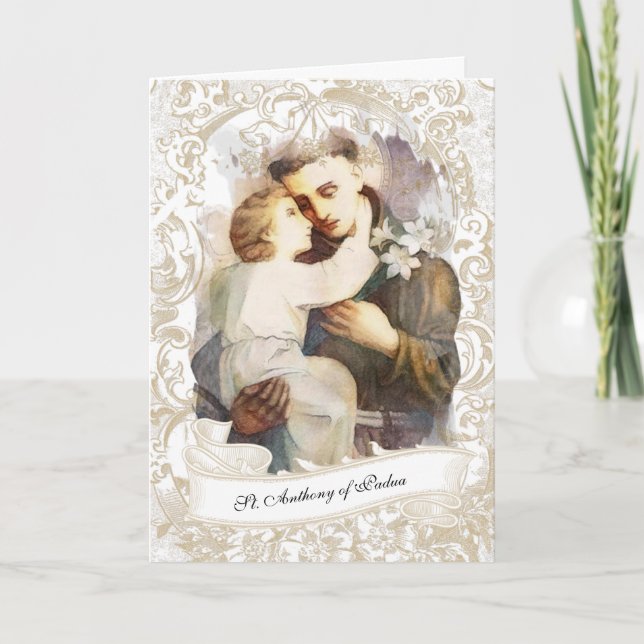 Religiösa St. Anthony av Padua Child Jesus Card Kort (Framsida)