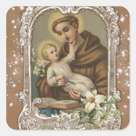 Religiösa St. Anthony Baby Jesus katolska präst C Fyrkantigt Klistermärke
