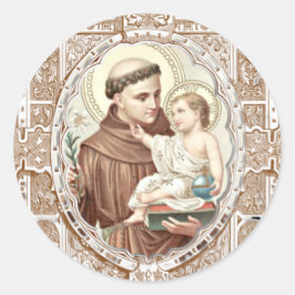 Religiösa St. Anthony Baby Jesus katolska präst Runt Klistermärke