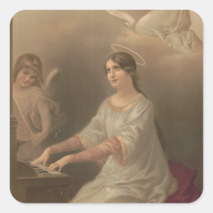 Religiösa St. Cecilia Patron Musician Änglar Fyrkantigt Klistermärke