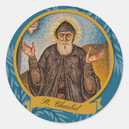 Religiösa St. Charbel Sharbel Catholic Prayer Card Runt Klistermärke