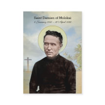 Religiösa St Damien of Molokai Hawaii Heliga Card