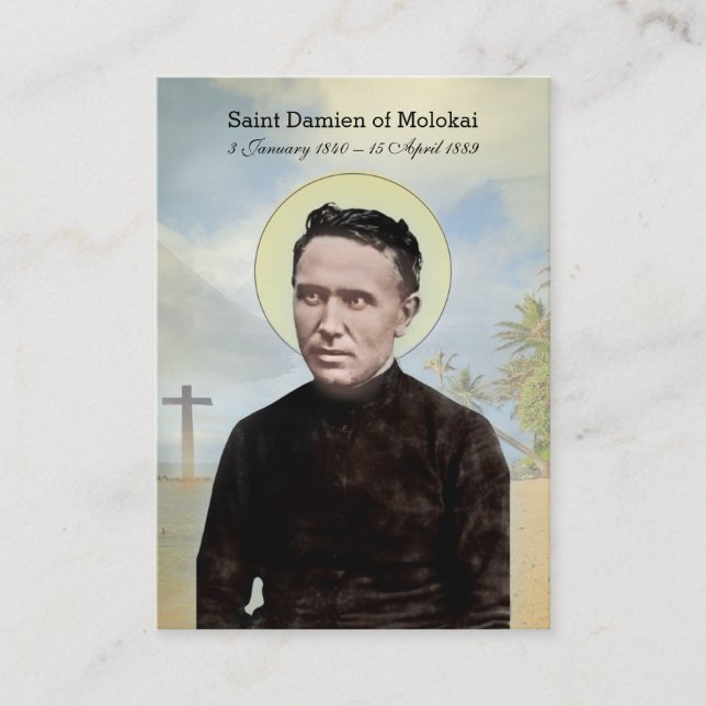 Religiösa St Damien of Molokai Hawaii Heliga Card Visitkort (Framsida)