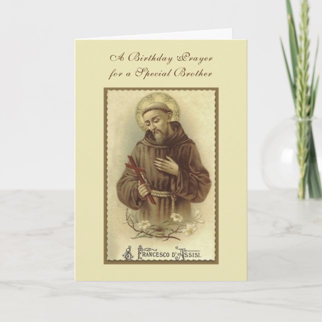 Religiösa St. Francis Catholic Brother Birthday Kort (Framsida)