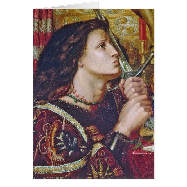 Religiösa St. Joan of Arc Kissing Sword Hälsningskort (Framsidan)