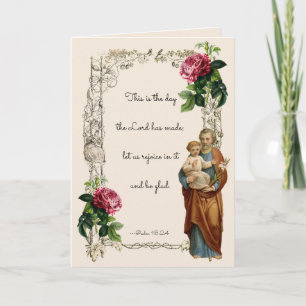 Religiösa St. Joseph Jesus Blommigt Vintage Kort