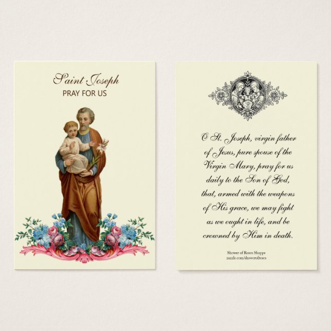 Religiösa St. Joseph Memorare Prayer Heliga Card Visitkort (Framsida & baksida)