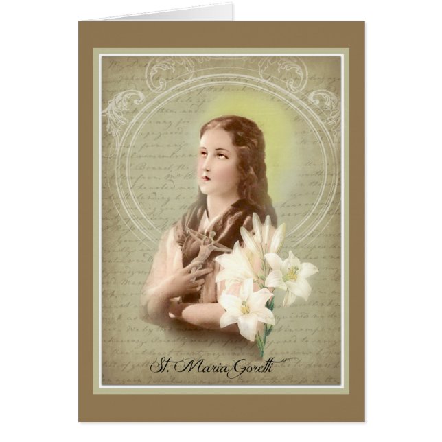 Religiösa St. Maria Goretti katolsk renhet Hälsningskort (Framsidan)