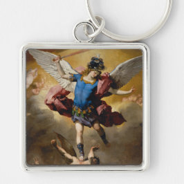 Religiösa St. Michael the Archangel Fyrkantig Silverfärgad Nyckelring