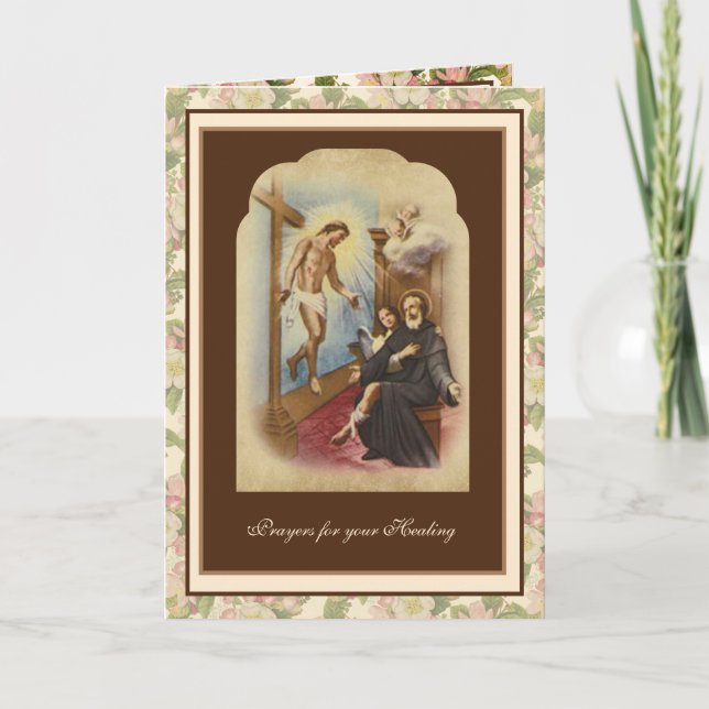 Religiösa St. Peregrine Cancer Healing Prayer Kort (Framsida)