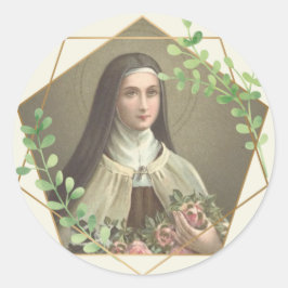 Religiösa St. Therese Carmelite Nun Vintage Runt Klistermärke