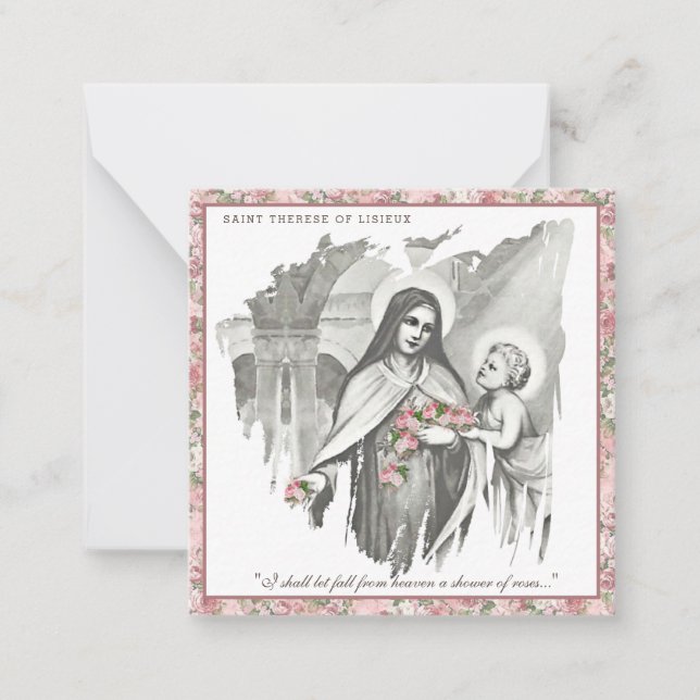 Religiösa St. Therese Catholic Nun Blommigt Card Anteckningskort (Framsida)