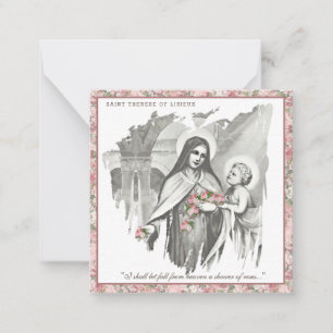 Religiösa St. Therese Catholic Nun Blommigt Card Anteckningskort