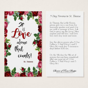 Religiösa St. Therese Catholic Prayer Novena Ro Visitkort