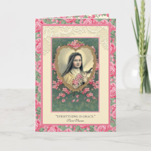 Religiösa St. Therese Rosa Vintage Ro Ote Kort