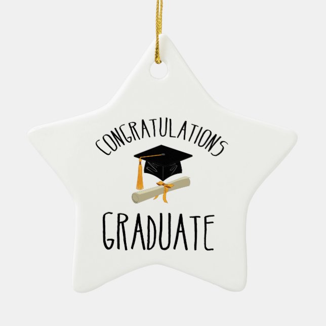 Religiösa Studenten Guld Starburst med svart tak Julgransprydnad Keramik (Framsidan)