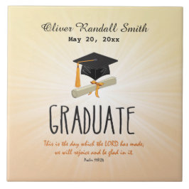 Religiösa Studenten Guld Starburst med svart tak Kakelplatta