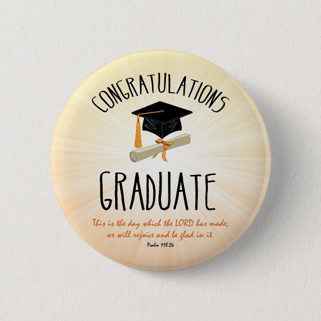 Religiösa Studenten Guld Starburst med svart tak Knapp (Framsida)