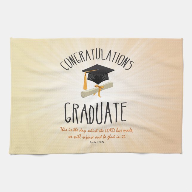 Religiösa Studenten Guld Starburst med svart tak Kökshandduk (Horisontell)