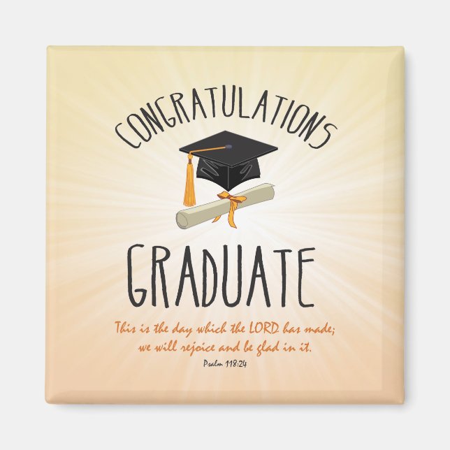 Religiösa Studenten Guld Starburst med svart tak Magnet (Framsidan)