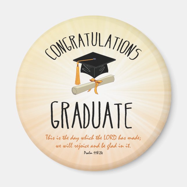 Religiösa Studenten Guld Starburst med svart tak Magnet (Framsidan)