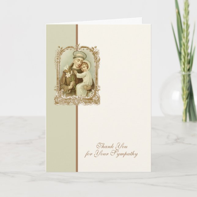 Religiösa Sympathy Funeral Tack St. Anthony Kort (Framsida)