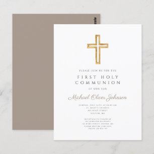 Religiösa Taupe Beige Boy First Communion Vykort