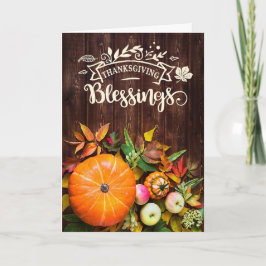 Religiösa Thanksgiving Blessings Harvest Pumkins Helgkort