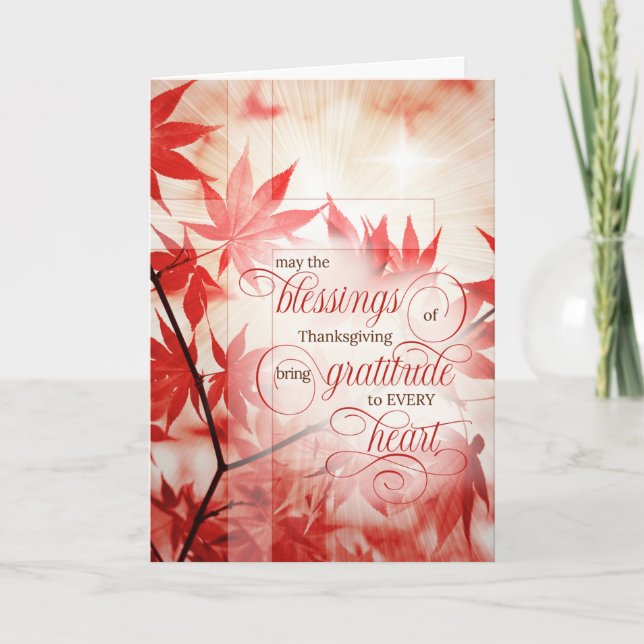 Religiösa Thanksgiving Maple Löv och Christian Helgkort (Framsida)