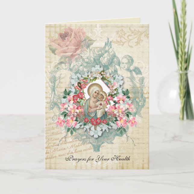 Religiösa välmående Jungfru Maria Katolska kort (Framsida)