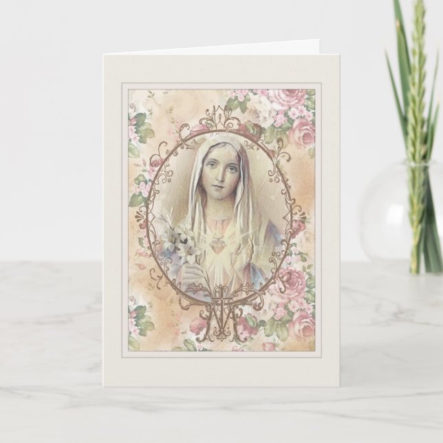 Religiösa Vänskap Prayer Virgin Mary Vintage Kort (Framsida)