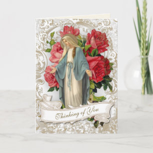 Religiösa Vänskap Virgin Mary Vintage Röd ros Kort