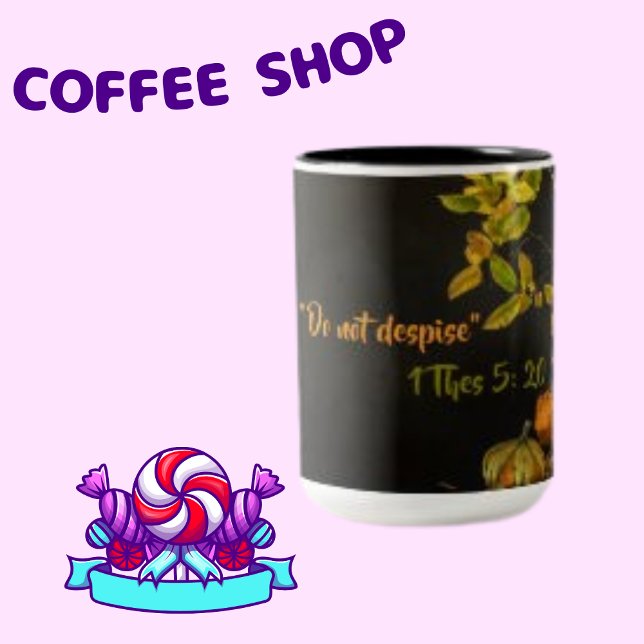 Religiösa Verse Grönt Löv Orange Pumpkin Två-Tonad Mugg (Skapare uppladdad)