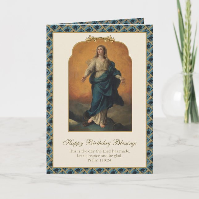 Religiösa Virgin Mary Assumption Birthday Kort (Framsida)