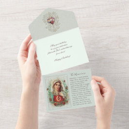 Religiösa Virgin Mary Blommigt Vintage Birthday