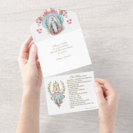 Religiösa Virgin Mary Blue Blommigt Birthday Vinta
