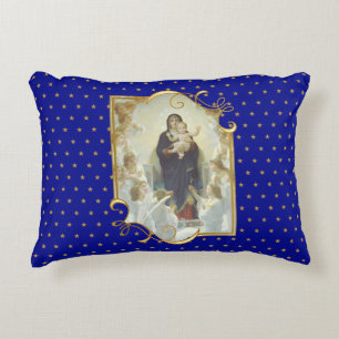 Religiösa Virgin Mary Dam i Änglar Prydnadskudde