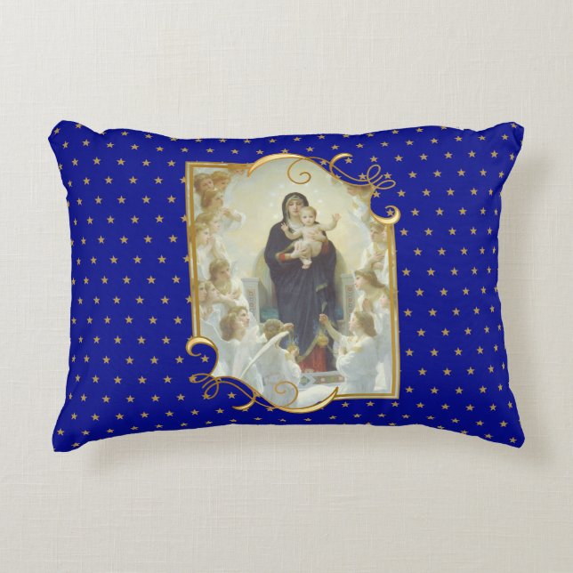 Religiösa Virgin Mary Dam i Änglar Prydnadskudde (Framsidan)