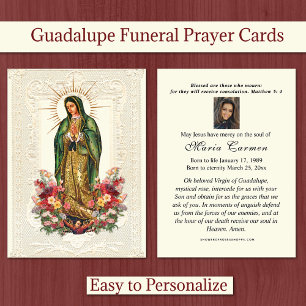 Religiösa Virgin Mary Funeral Guadalupe Placeringskort