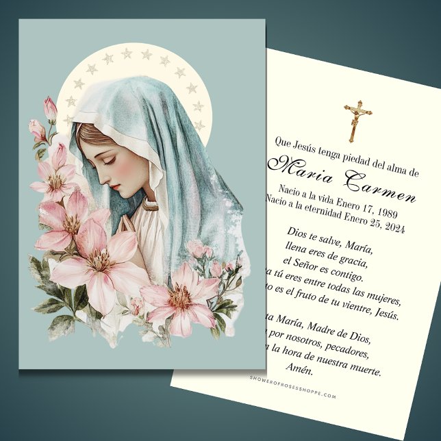 Religiösa Virgin Mary Funeral Memorial Prayer Visitkort (Skapare uppladdad)