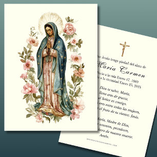 Religiösa Virgin Mary Funeral Memorial Prayer Visitkort