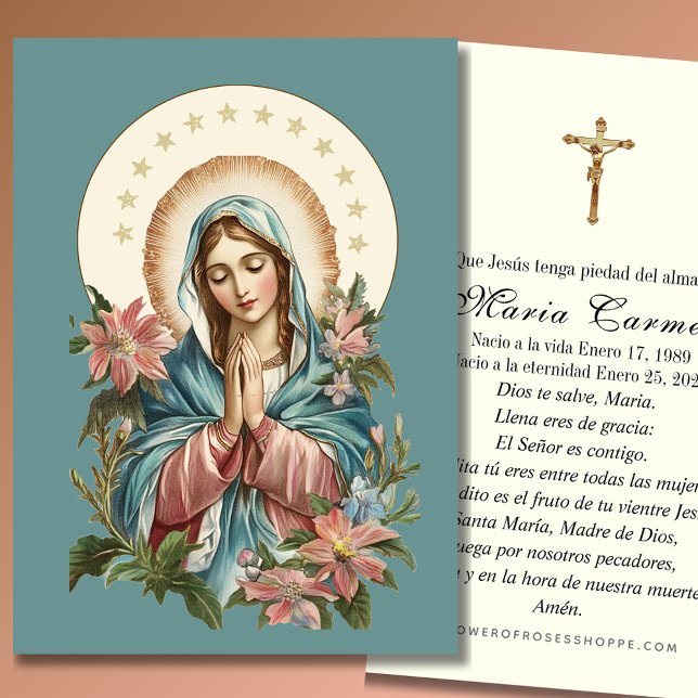 Religiösa Virgin Mary Funeral Memorial Prayer Visitkort (Skapare uppladdad)