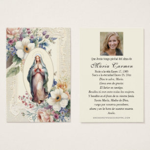 Religiösa Virgin Mary Funeral Memorial Prayer Visitkort