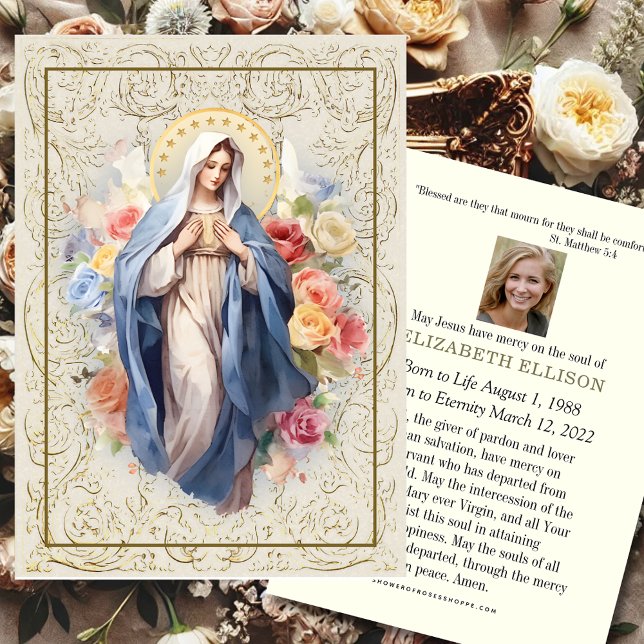 Religiösa Virgin Mary Funeral Prayer Card Visitkort (Skapare uppladdad)