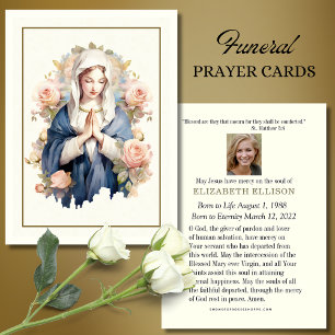 Religiösa Virgin Mary Funeral Prayer Card Visitkort
